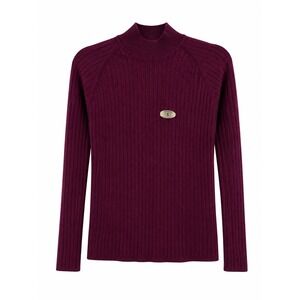 White Stag Ribbed Mock Neck Sweater Size Small Mulberry Long Sleeve Stretch Knit